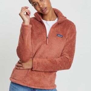 Patagonia Fleece Sweater Jacket Womens Medium Los Gatos Fuzzy Orange Quarter Zip